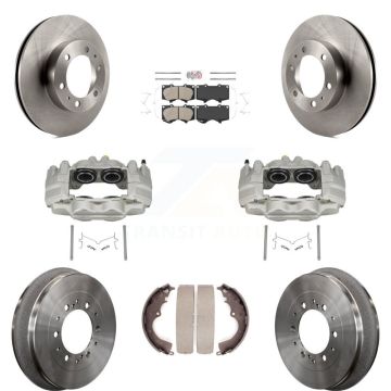 Front Rear Disc Brake Caliper Rotors Drums Ceramic Pads Kit (8Pc) For Toyota Tacoma KC8-101520N