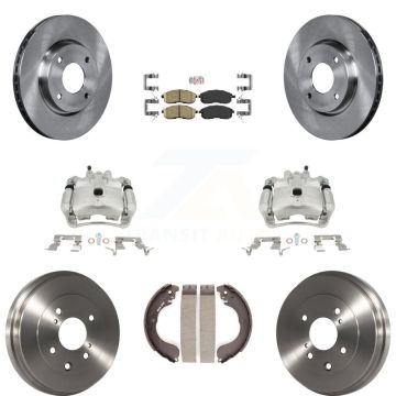 Front Rear Disc Brake Caliper Rotors Drums Ceramic Pads Kit (8Pc) For Nissan Sentra KC8-101521N