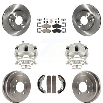 Front Rear Disc Brake Caliper Rotor Drum Semi-Metallic Pad Kit (8Pc) For Hyundai Elantra KC8-101528N