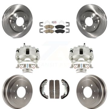 Front Rear Disc Brake Caliper Rotors Drums Ceramic Pads Kit (8Pc) For Hyundai Elantra KC8-101529N