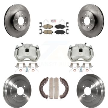 Front Rear Disc Brake Caliper Rotors Drums Ceramic Pads Kit (8Pc) For Honda Fit KC8-101531N