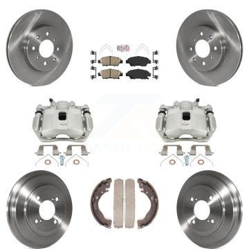 Front Rear Disc Brake Caliper Rotors Drum Ceramic Pads Kit (8Pc) For 2015-2020 Honda Fit KC8-101532N