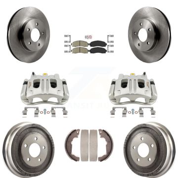 Front Rear Brake Caliper Rotors Drum Ceramic Pads Kit (8Pc) For Chevrolet Equinox Saturn KC8-101538N