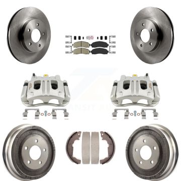 Front Rear Brake Caliper Rotors Drum Ceramic Pads Kit (8Pc) For Chevrolet Equinox Saturn KC8-101539N