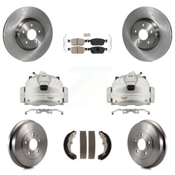 Front Rear Brake Caliper Rotors Drums Ceramic Pads Kit (8Pc) For 2013-2018 Ford Focus ST KC8-101540N