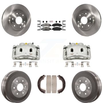 Front Rear Disc Brake Caliper Rotor Drum Semi-Metallic Pad Kit (8Pc) For GMC Sierra 1500 KC8-101543N