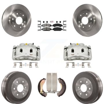Front Rear Brake Caliper Rotors Drum Semi-Metallic Pad Kit (8Pc) For Chevrolet Silverado KC8-101546N
