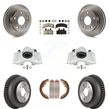 Front Rear Brake Caliper Rotors Drum Semi-Metallic Pads Kit (8Pc) For Dodge Ram 1500 4WD KC8-101550N