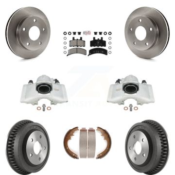 Front Rear Brake Caliper Rotors Drum Semi-Metallic Pads Kit (8Pc) For Dodge Ram 1500 4WD KC8-101551N