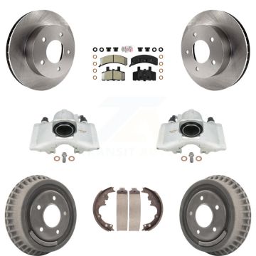 Front Rear Brake Caliper Rotors Drum Semi-Metallic Pad Kit (8Pc) For Chevrolet Astro GMC KC8-101552N