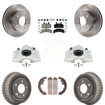 Front Rear Brake Caliper Rotors Drum Semi-Metallic Pad Kit (8Pc) For Chevrolet Astro GMC KC8-101553N