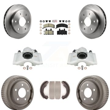 Front Rear Disc Brake Caliper Rotors Drums Semi-Metallic Pads Kit (8Pc) For GMC Yukon KC8-101556N