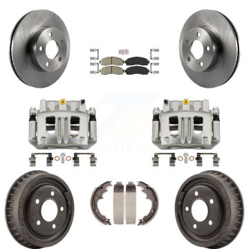 Front Rear Brake Caliper Rotors Drums Ceramic Pads Kit (8Pc) For Ford Ranger Mazda B4000 KC8-101560N