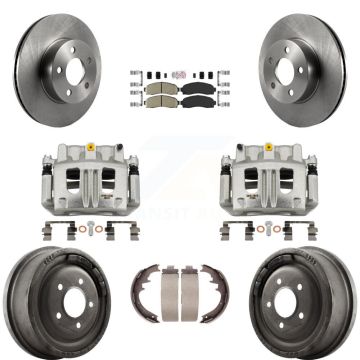 Front Rear Brake Caliper Rotors Drums Ceramic Pads Kit (8Pc) For Ford Ranger Mazda B4000 KC8-101563N