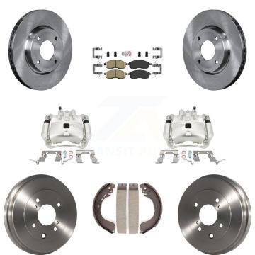 Front Rear Disc Brake Caliper Rotor Drum Ceramic Pad Kit (8Pc) For 2009-2014 Nissan Cube KC8-101567N