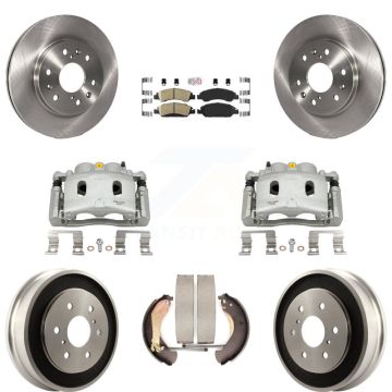 Front Rear Brake Caliper Rotors Drums Ceramic Pads Kit (8Pc) For Chevrolet GMC Silverado KC8-101569N