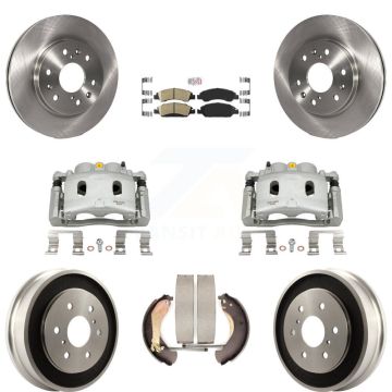 Front Rear Brake Caliper Rotors Drums Ceramic Pads Kit (8Pc) For Chevrolet GMC Silverado KC8-101570N