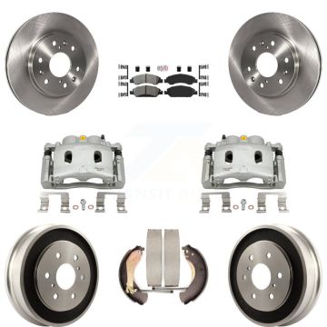 Front Rear Brake Caliper Rotors Drum Semi-Metallic Pads Kit (8Pc) For Chevrolet GMC 1500 KC8-101571N