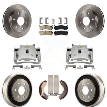 Front Rear Brake Caliper Rotors Drums Ceramic Pads Kit (8Pc) For Chevrolet GMC Silverado KC8-101572N