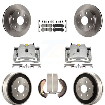 Front Rear Brake Caliper Rotors Drum Semi-Metallic Pads Kit (8Pc) For Chevrolet GMC 1500 KC8-101573N