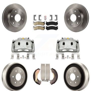 Front Rear Brake Caliper Rotors Drum Ceramic Pads Kit (8Pc) For Chevrolet Silverado 1500 KC8-101574N