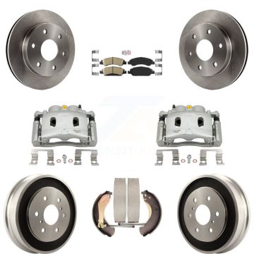 Front Rear Disc Brake Caliper Rotors Drums Ceramic Pads Kit (8Pc) For GMC Sierra 1500 KC8-101577N