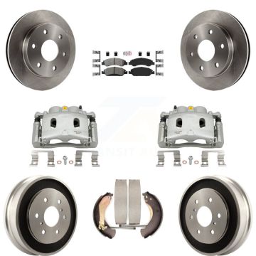 Front Rear Disc Brake Caliper Rotor Drum Semi-Metallic Pad Kit (8Pc) For GMC Sierra 1500 KC8-101578N