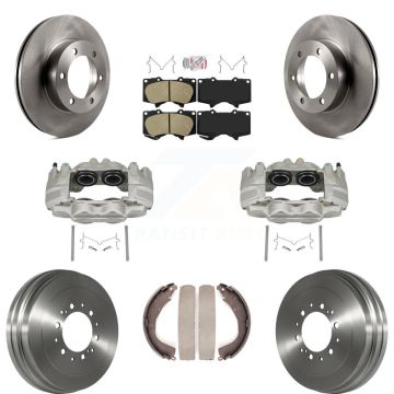 Front Rear Disc Brake Caliper Rotors Drums Ceramic Pads Kit (8Pc) For Toyota Tundra KC8-101579N