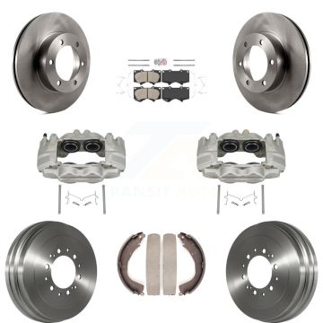 Front Rear Disc Brake Caliper Rotors Drums Ceramic Pads Kit (8Pc) For Toyota Tundra KC8-101580N