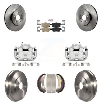Front Rear Brake Caliper Rotors Drum Ceramic Pads Kit (8Pc) For 2013-2017 Chevrolet Trax KC8-101598N