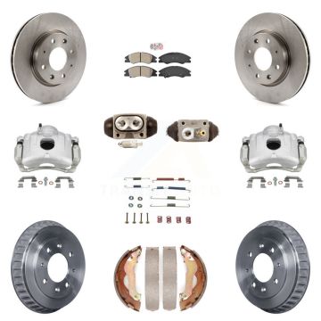 Front Rear Disc Brake Caliper Rotors Drum Semi-Metallic Pad Shoe Cylinder Kit (11Pc) For KC8-101605N