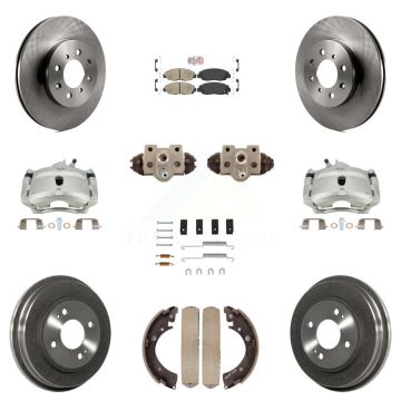Front Rear Brake Caliper Rotors Drum Ceramic Pad Shoe Cylinder & Hardware Kit (11Pc) For KC8-101608N
