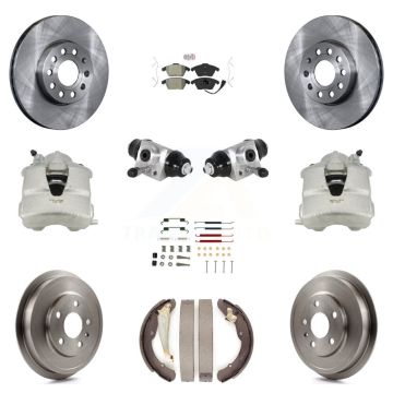 Front Rear Disc Brake Caliper Rotors Drum Semi-Metallic Pad Shoe Cylinder Kit (11Pc) For KC8-101615N