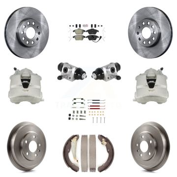 Front Rear Disc Brake Caliper Rotors Drum Semi-Metallic Pad Shoe Cylinder Kit (11Pc) For KC8-101616N