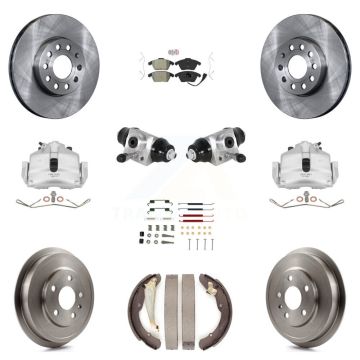 Front Rear Disc Brake Caliper Rotors Drum Semi-Metallic Pad Shoe Cylinder Kit (11Pc) For KC8-101617N