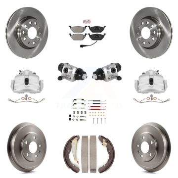 Front Rear Disc Brake Caliper Rotors Drum Semi-Metallic Pad Shoe Cylinder Kit (11Pc) For KC8-101620N