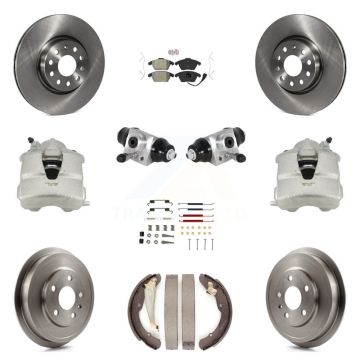 Front Rear Disc Brake Caliper Rotors Drum Semi-Metallic Pad Shoe Cylinder Kit (11Pc) For KC8-101621N