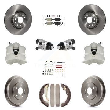 Front Rear Disc Brake Caliper Rotors Drum Semi-Metallic Pad Shoe Cylinder Kit (11Pc) For KC8-101622N
