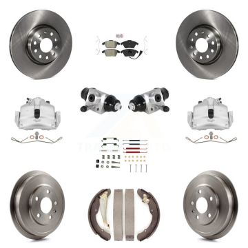 Front Rear Disc Brake Caliper Rotors Drum Semi-Metallic Pad Shoe Cylinder Kit (11Pc) For KC8-101623N