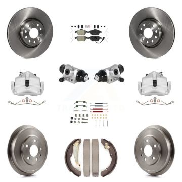 Front Rear Disc Brake Caliper Rotors Drum Semi-Metallic Pad Shoe Cylinder Kit (11Pc) For KC8-101624N