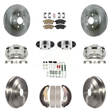 Front Rear Brake Caliper Rotors Drum Ceramic Pad Shoe Cylinder & Hardware Kit (11Pc) For KC8-101628N
