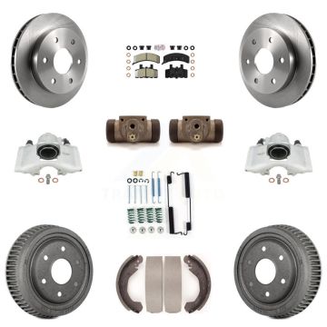 Front Rear Disc Brake Caliper Rotors Drum Semi-Metallic Pad Shoe Cylinder Kit (11Pc) For KC8-101631N