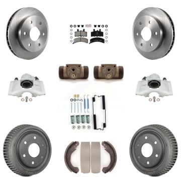 Front Rear Disc Brake Caliper Rotors Drum Semi-Metallic Pad Shoe Cylinder Kit (11Pc) For KC8-101632N