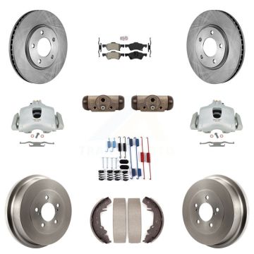 Front Rear Brake Caliper Rotor Drum Semi-Metallic Pad Shoe Cylinder Kit (11Pc) For Dodge KC8-101639N