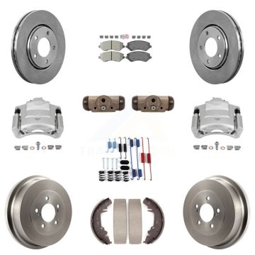 Front Rear Brake Caliper Rotor Drum Semi-Metallic Pad Shoe Cylinder Kit (11Pc) For Dodge KC8-101640N