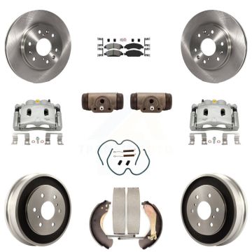 Front Rear Brake Caliper Rotors Drum Semi-Metallic Pad Shoe Cylinder Kit (11Pc) For 1500 KC8-101647N