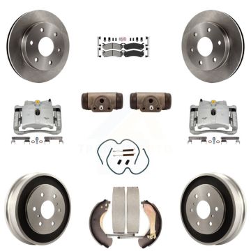 Front Rear Brake Caliper Rotors Drum Semi-Metallic Pad Shoe Cylinder Kit (11Pc) For 1500 KC8-101649N