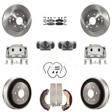 Front Rear Brake Caliper Rotors Drum Semi-Metallic Pad Shoe Cylinder Kit (11Pc) For 1500 KC8-101652N