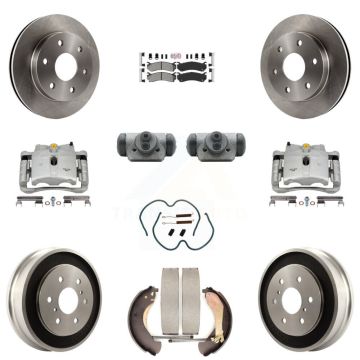 Front Rear Brake Caliper Rotors Drum Semi-Metallic Pad Shoe Cylinder Kit (11Pc) For 1500 KC8-101654N