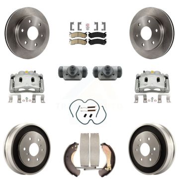 Front Rear Brake Caliper Rotors Drum Ceramic Pad Shoe Cylinder & Hardware Kit (11Pc) For KC8-101657N